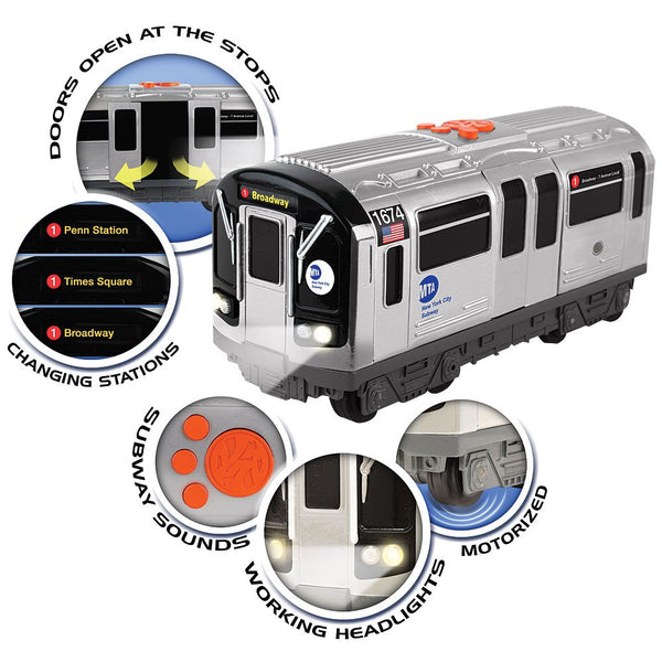 Daron MTA Motorized Subway Car w/ Lights and Sounds – Two Kids and