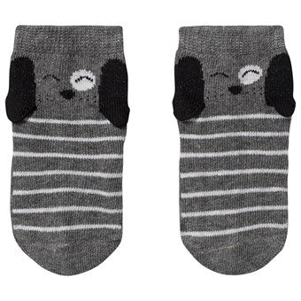 Melton Grey Melange Cute Dog Lancaster Socks