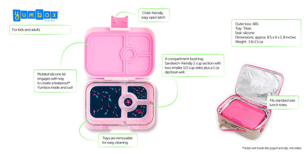Yumbox Fifi Pink Panino 4 Compartment Bento Box