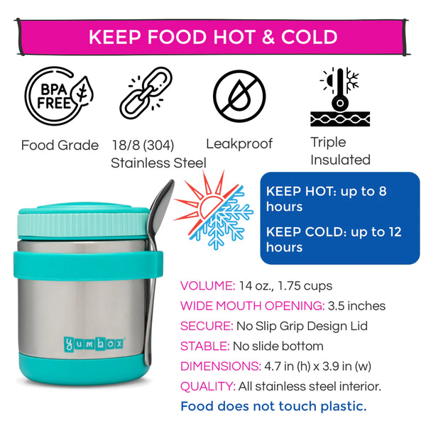 Yumbox Thermal Food Jar with Spoon - Aqua
