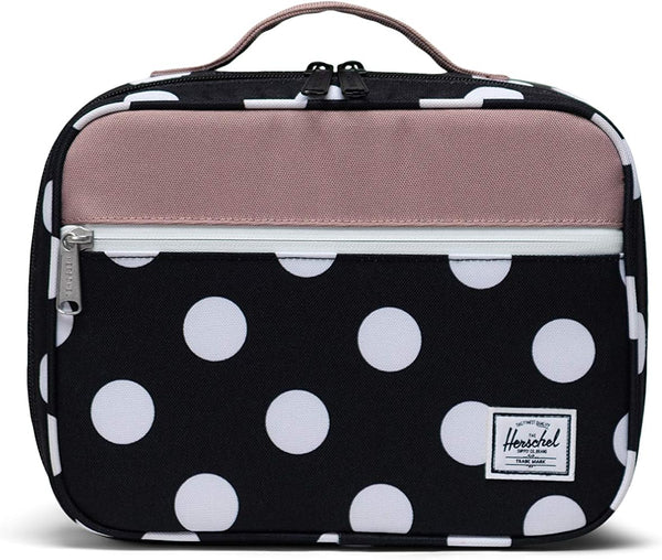 Herschel Kids Pop Quiz Lunch Box: Polka Dot/ black/ Ash Rose