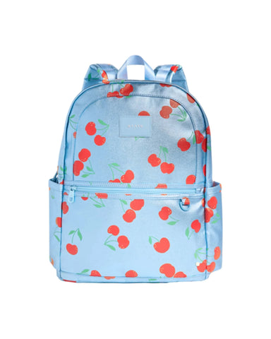 State Bag Kane Kids Large Double Pocket- Metallic Blue Cherries