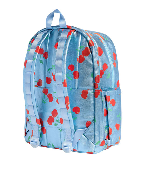 State Bag Kane Kids Large Double Pocket- Metallic Blue Cherries