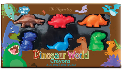The piggy story dinosaur crayons