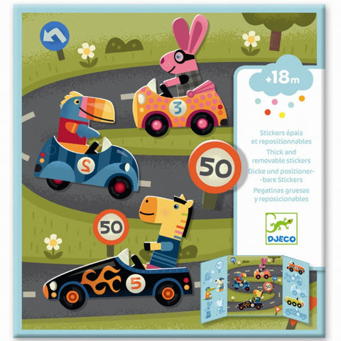 Djeco Background and Removable Stickers - Cars