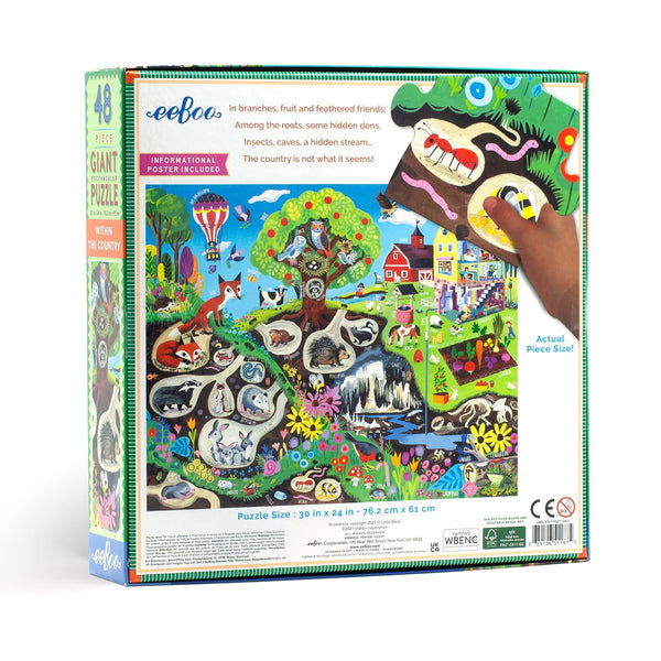 Eeboo Giant Rectangular Puzzle 48 Pieces - Within The Country
