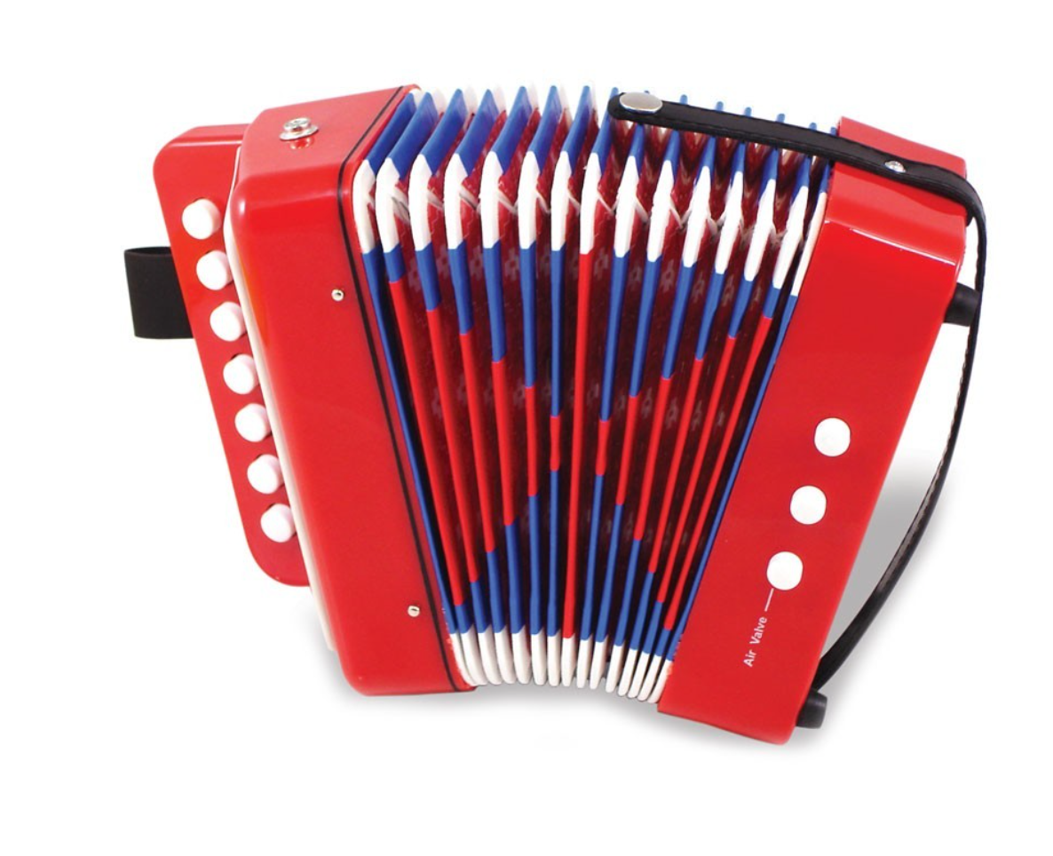 Schylling Little Red Accordion Two Kids and A Dog